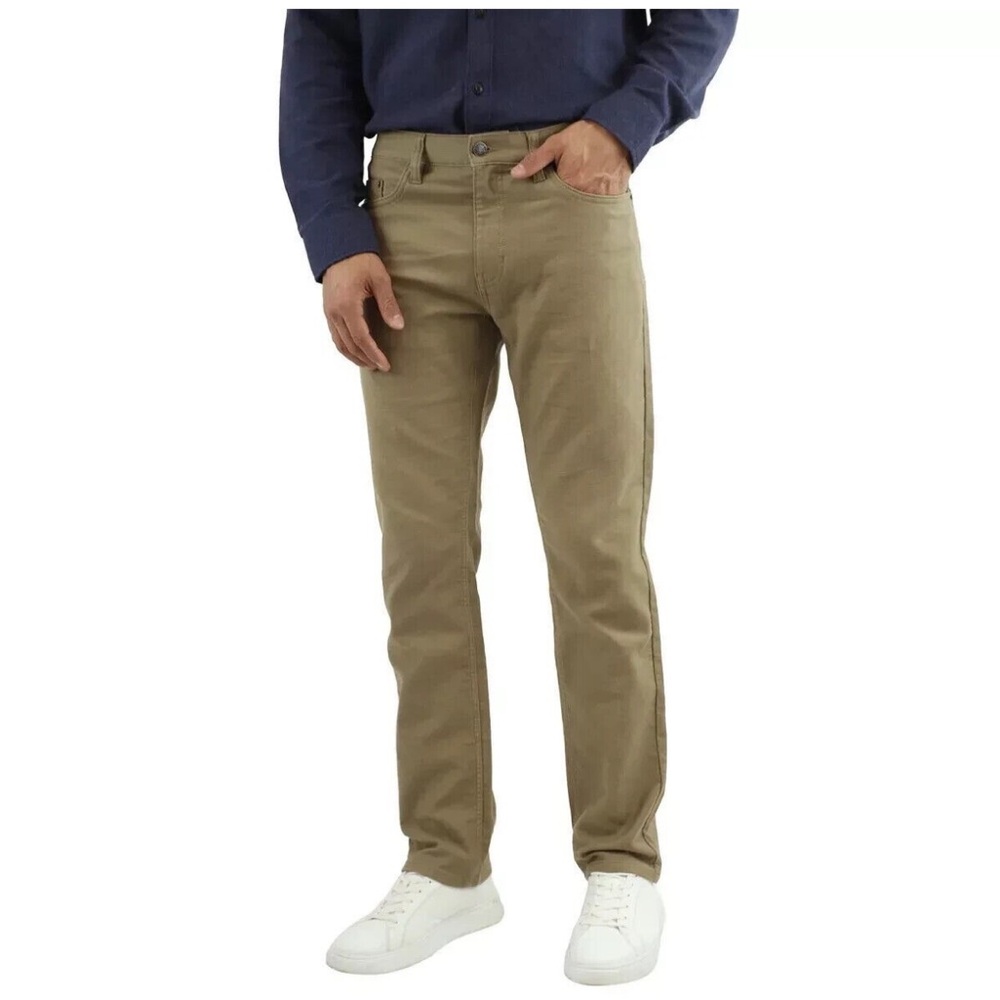 Jachs New York Men’s Straight Fit Flex Waistband 5-Pocket Pants, Tan, 32x30